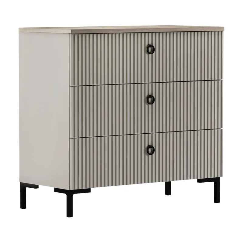 Komoda, šedohnědá Taupe/dub silverjack, DOMCA 3S Výprodej