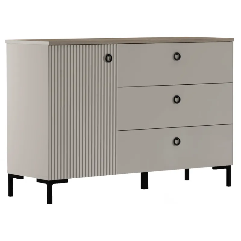 Must-Have Komoda, šedohnědá Taupe/dub silverjack, DOMCA 1D3S