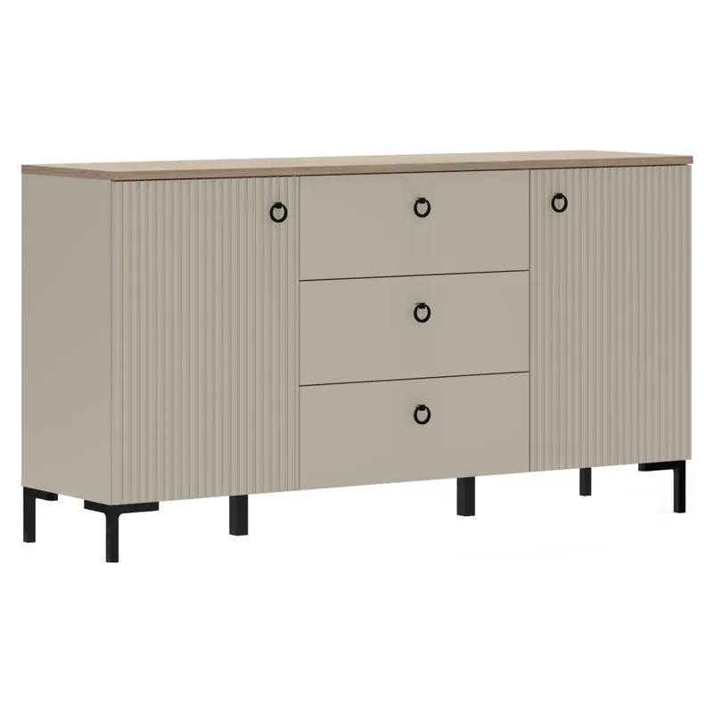 Výprodej Komoda, šedohnědá Taupe/dub silverjack, DOMCA 2D3S