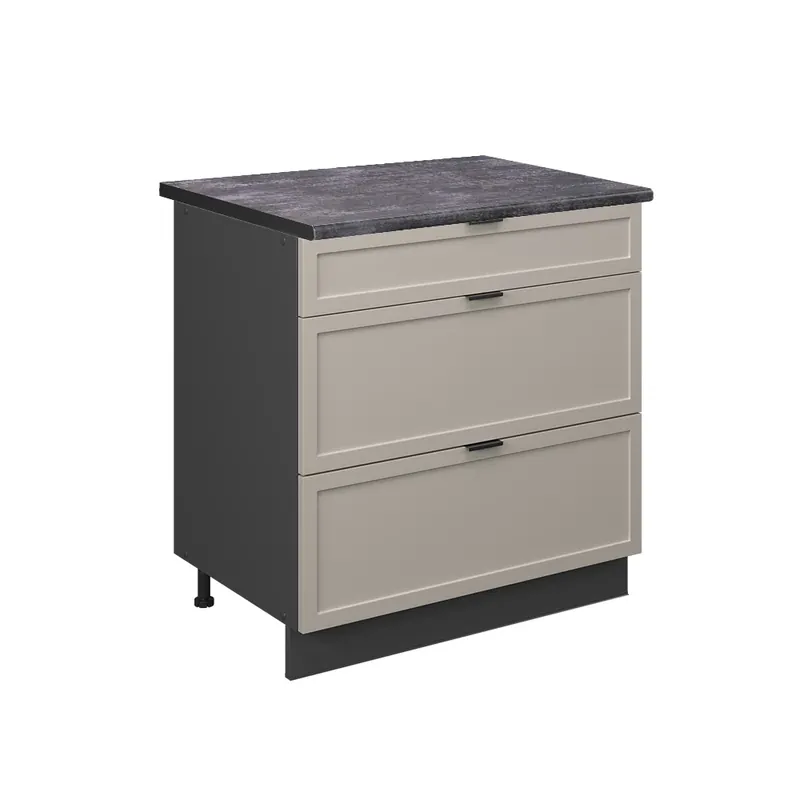 Levný Spodní skříňka kuchyňské linky Fame-Line GreyBeige 80 cm se 3 zásuvkami, PD Antracit Vicco