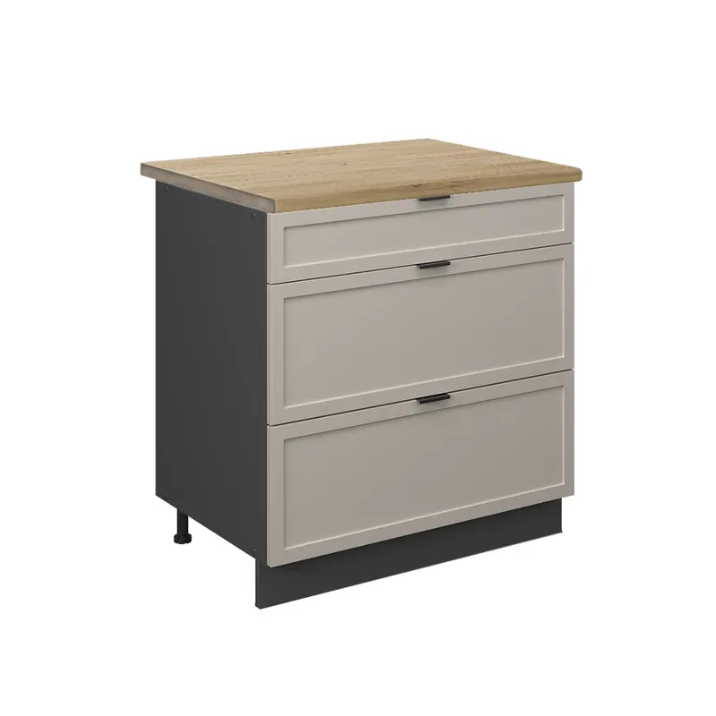 Nízká Cena Spodní skříňka kuchyňské linky Fame-Line GreyBeige 80 cm se 3 zásuvkami, PD Dub Vicco