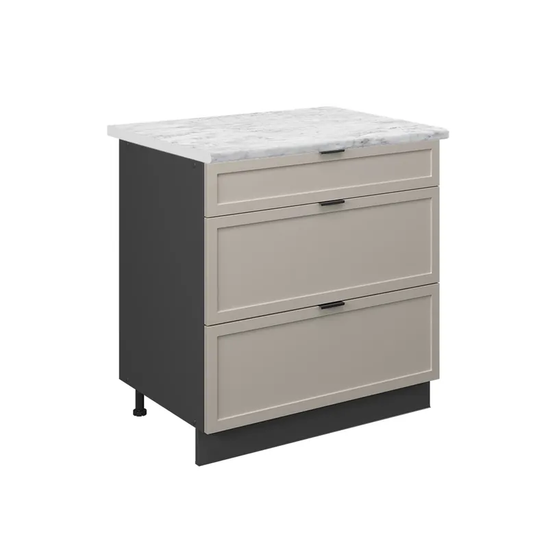 Aktuální Spodní skříňka kuchyňské linky Fame-Line GreyBeige 80 cm se 3 zásuvkami, PD Mramor Vicco