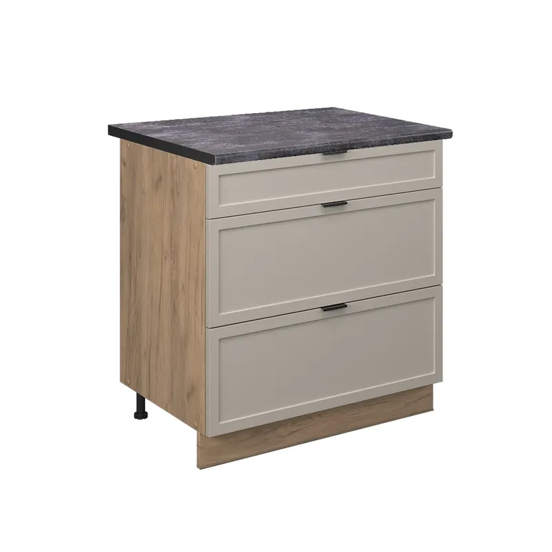 Spodní skříňka kuchyňské linky Fame-Line GreyBeige 80 cm se 3 zásuvkami, PD Antracit Vicco Výprodej