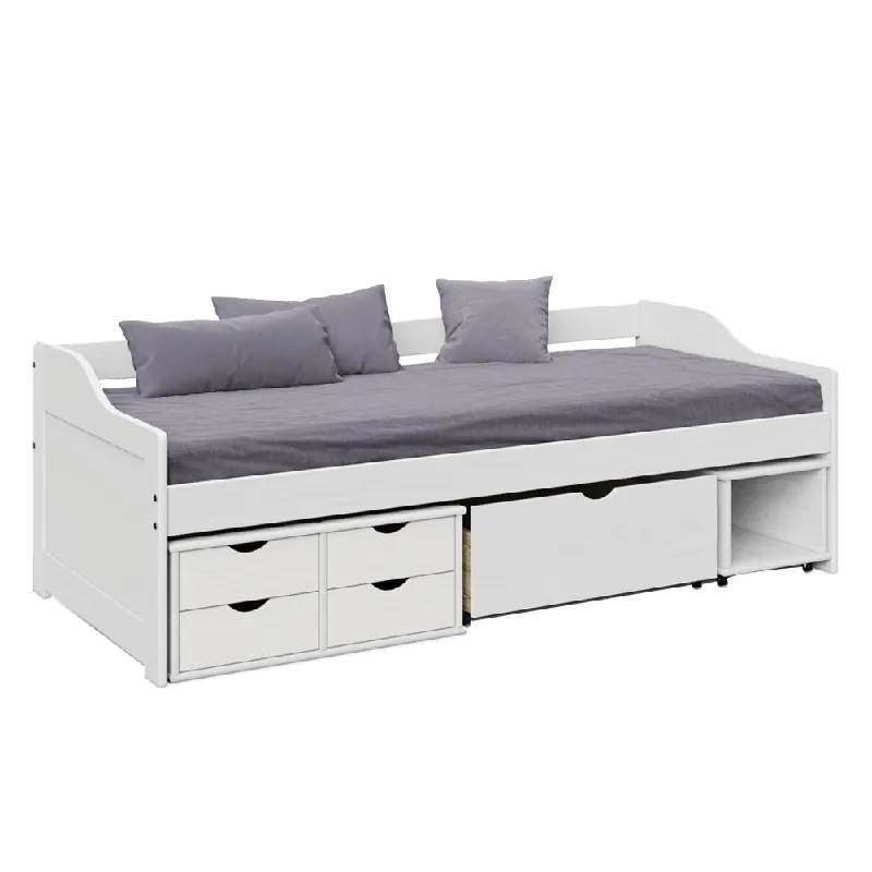 Hit Sezóny Postel s úložným prostorem, bílá, masiv, 90x200, MAXI NEW P3, poškozené zboží
