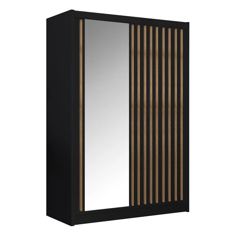 Must-Have Skříň s posuvnými dveřmi, černá/dub craft, 150x215 cm, LADDER P1, poškozené zboží