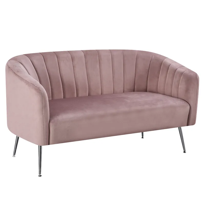 Akční Nabídka Designový 2-sed, růžová Velvet látka/chrom-stříbrný, BAGY