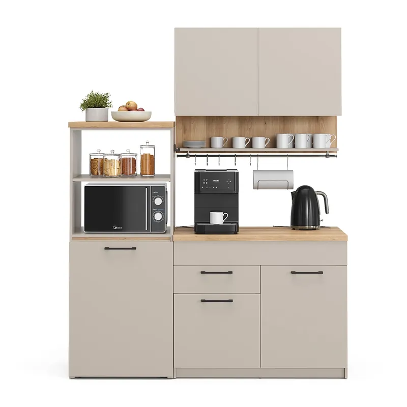 Must-Have Jednotková kuchyně Egbert Greige 160 cm s výsuvným stolem s páskem LED Vicco
