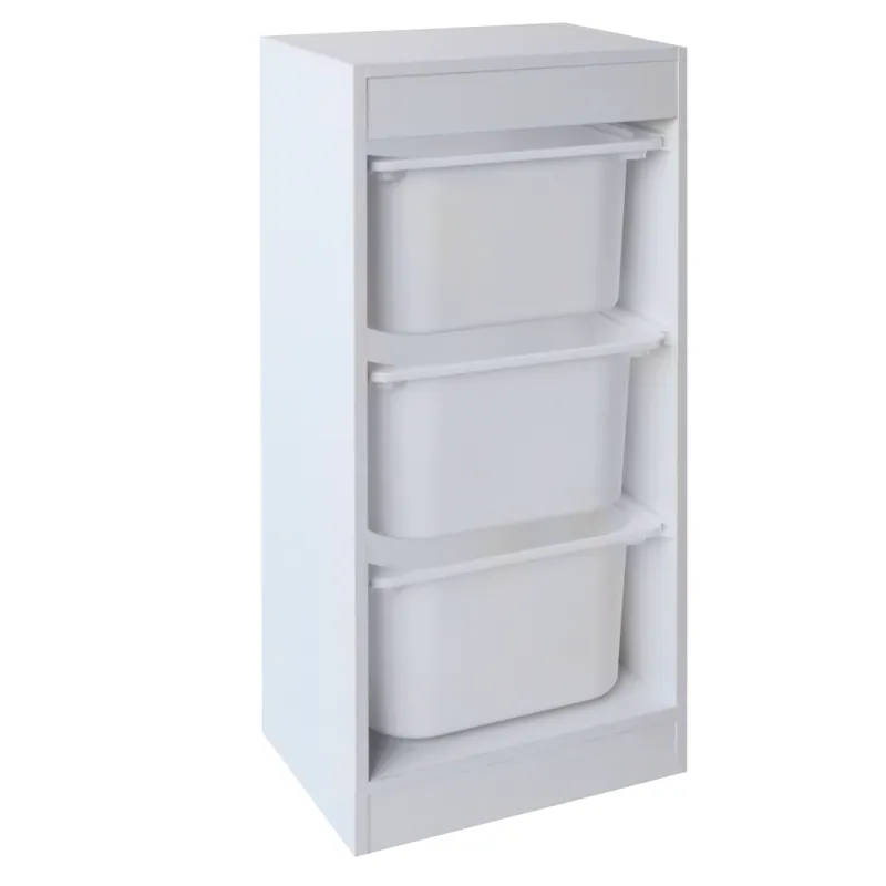 Výprodej Regál s úložnými boxy, bílá, DUVAN