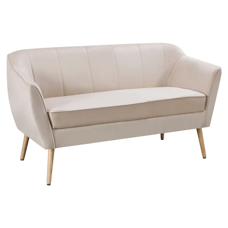 Designový 2-sed, béžová Velvet látka/přírodní, VIODA Cenový Hit