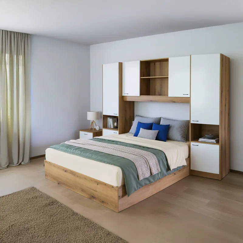 Postel s nástavcem, 160x200, bílá vysoký lesk HG, MILAGA Oblíbený