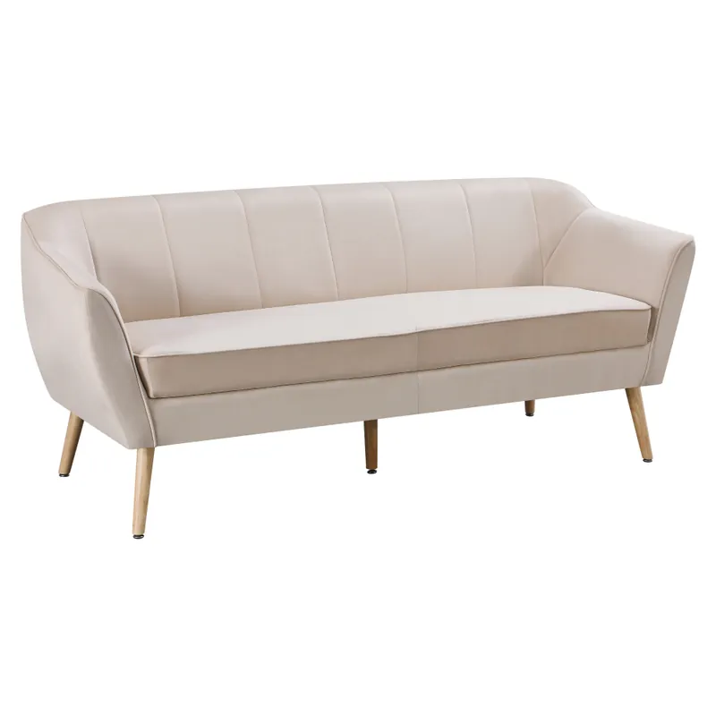 Ověřený Designový 3-sed, béžová Velvet látka/přírodní, VIODA