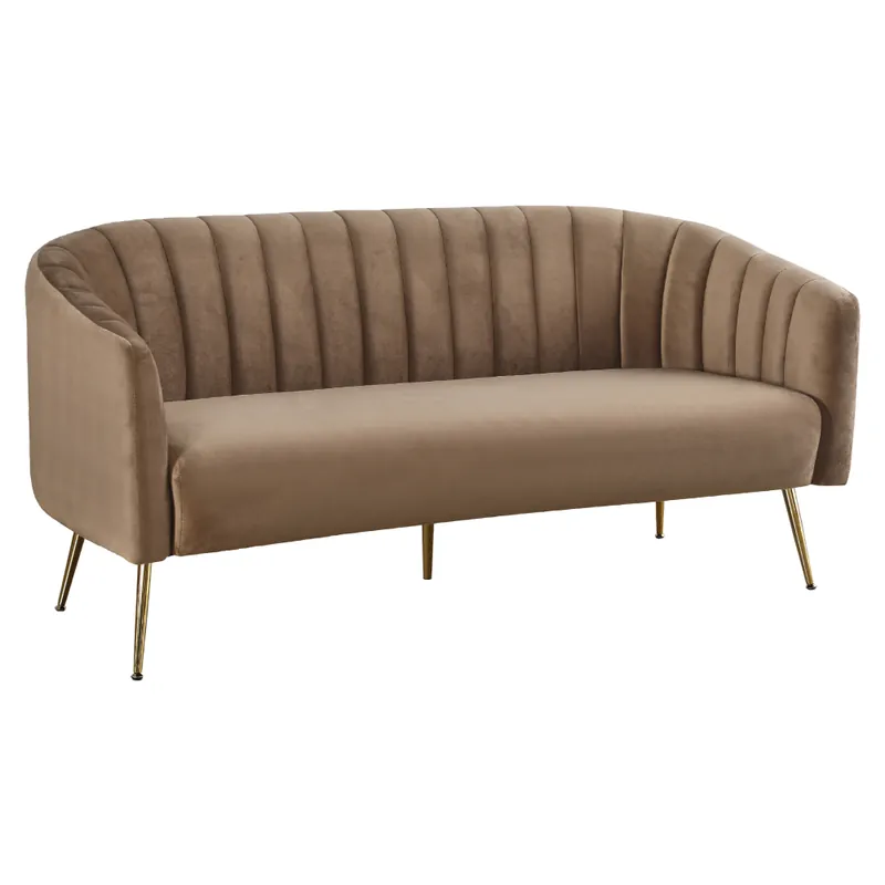 Levný Designový 3-sed, hnědá Velvet látka/gold chrom-zlatý, BAGY