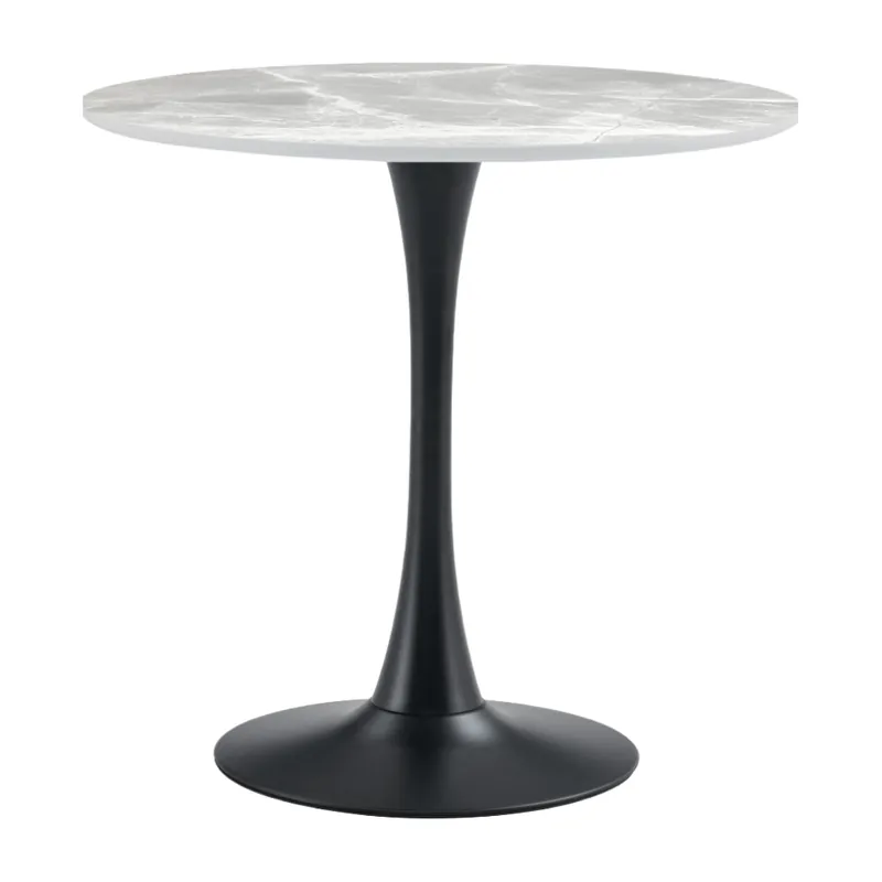 Jídelní stůl, šedý mramor/černá, průměr 90 cm, LORIAN TYP 1 Nová Kolekce