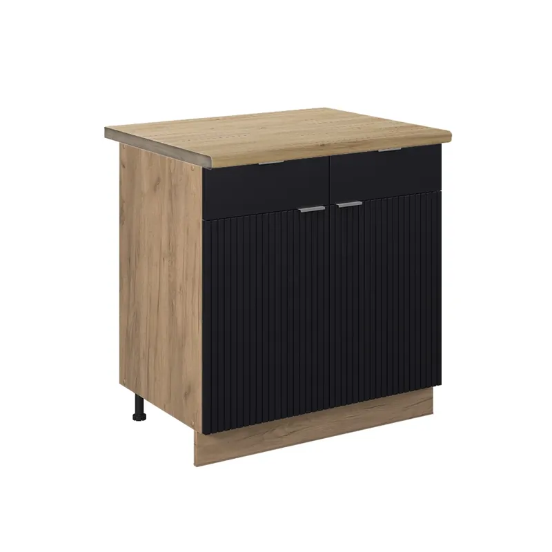 Rychlé Dodání Spodní skříňka kuchyňské linky Fame-Line Černý pruhovaný 80 cm , PD Dub Vicco