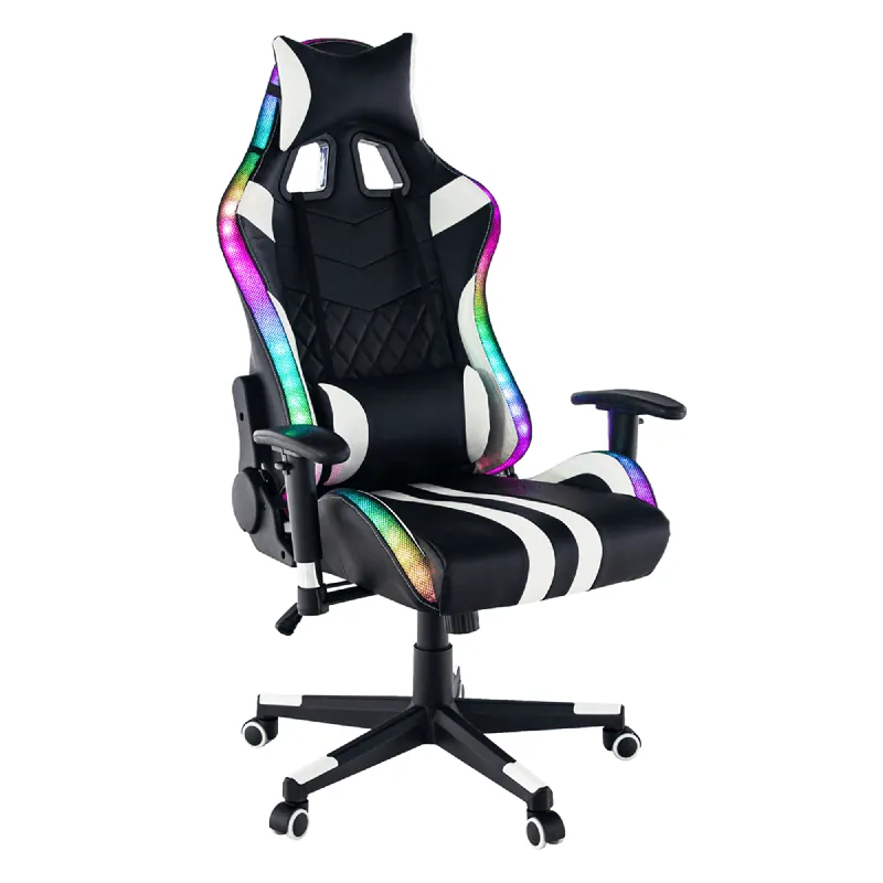 Kancelářské/herní křeslo s RGB podsvícením, černá/bílá/barevný vzor, ZOPA NEW P2, poškozené zboží Značkový