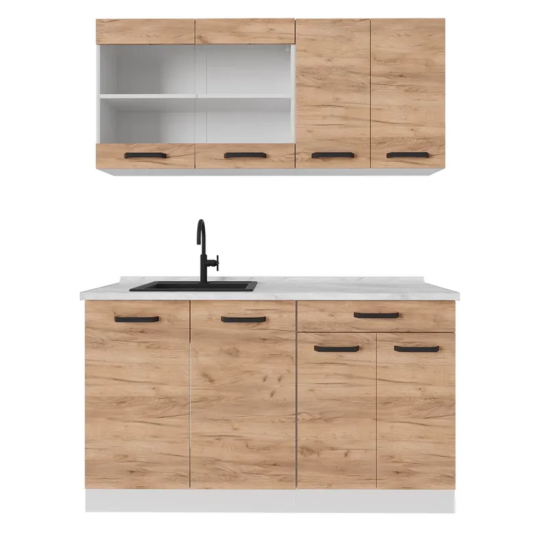 Must-Have Jednotková kuchyně R-Line Zlatá síla dub/bílá 140 cm PD Dub Vicco