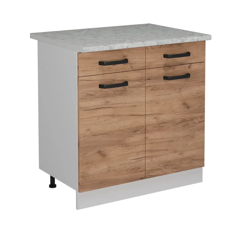 Značkový Spodní skříňka kuchyňské linky R-Line Zlatý mocný dub 80 cm PD Mramor Vicco