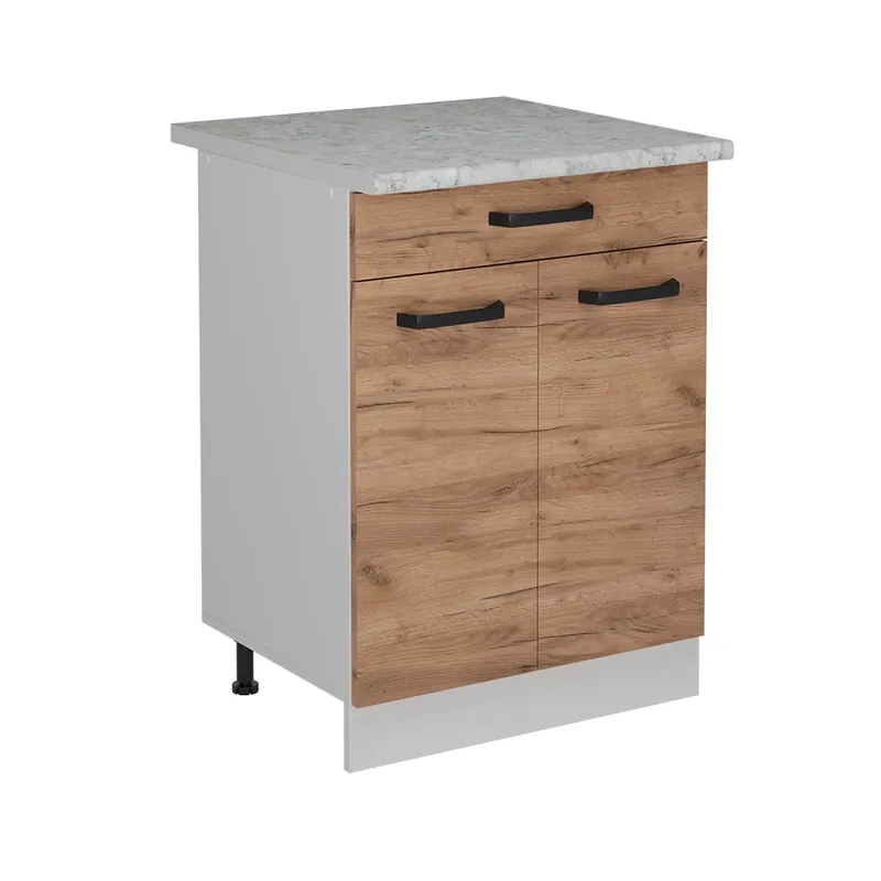 Sezónní Sleva Spodní skříňka kuchyňské linky R-Line Zlatý mocný dub 60 cm PD Mramor Vicco