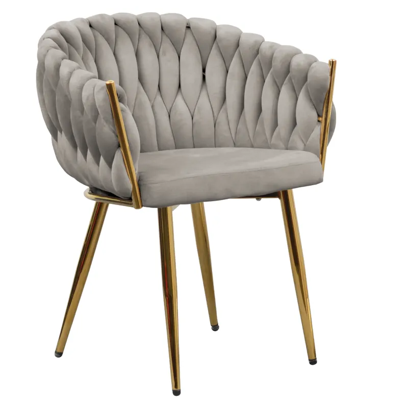 Jídelní křeslo, šedohnědá Taupe Velvet látka/gold chrom zlatý, DEILA P1, poškozené zboží Bezpečná Platba