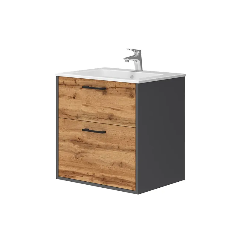 Cenový Hit Koupelnový nábytek Lanco Antracit/zlatý dub 61 x 61.5 cm s umyvadlem Vicco