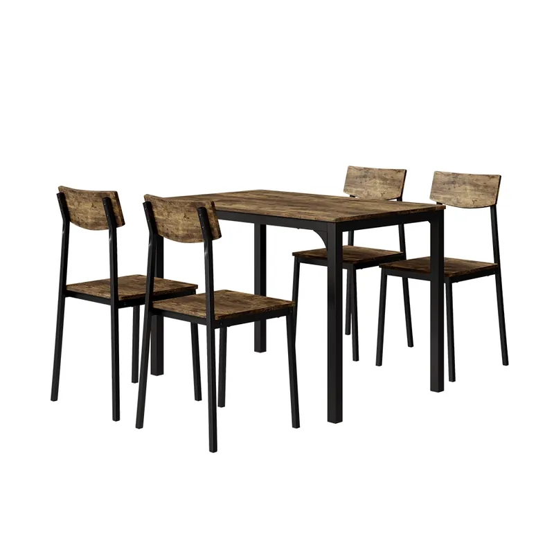 Jídelní set Fyrk Černá/dubová rustikální 110 x 70 cm se 4 židlemi Vicco Nová Kolekce
