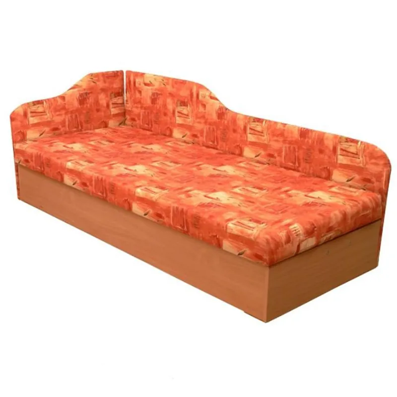 Super Cena Válenda se sendvičovou matrací, levá, oranžová / vzor, EDVIN 4.2