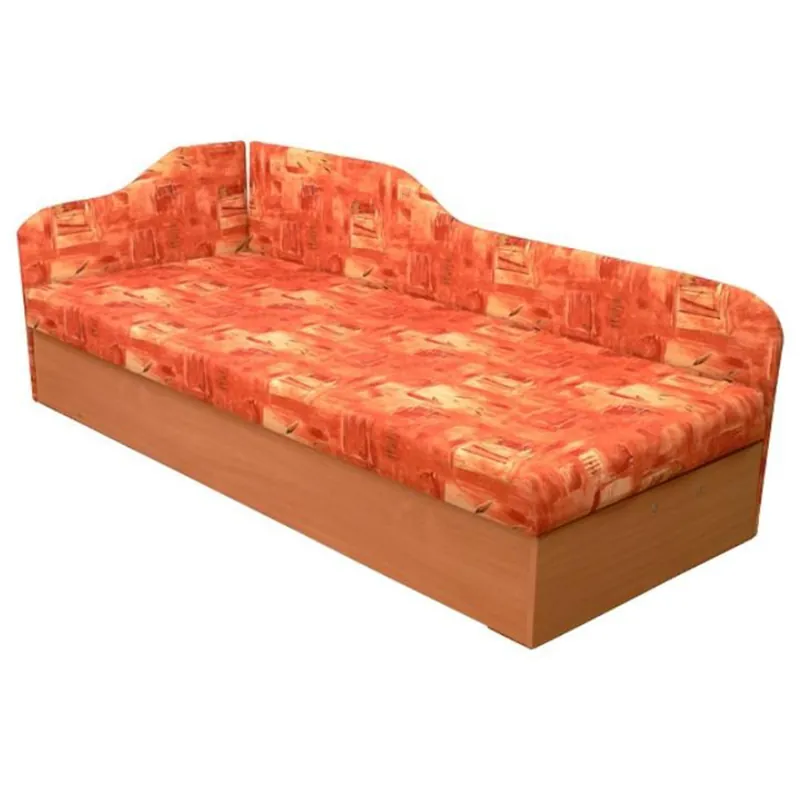 Oblíbený Válenda s pružinovou matrací, levá, oranžová / vzor, EDVIN 4.2