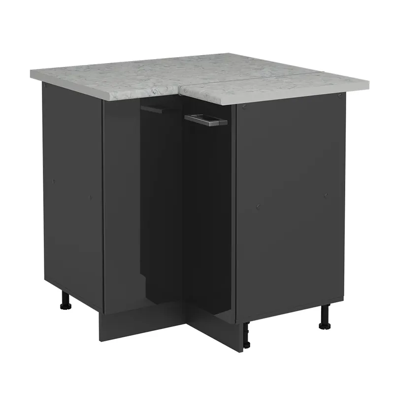Výprodej Rohová skříňka R-Line Antracitový vysoký lesk 75.6 cm PD Mramor Vicco