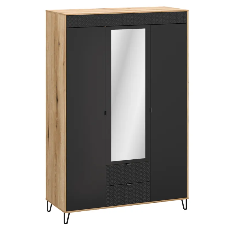 Skříň se zrcadlem, dub evoke/černá, BENOL 3D2S Nakupujte Hned