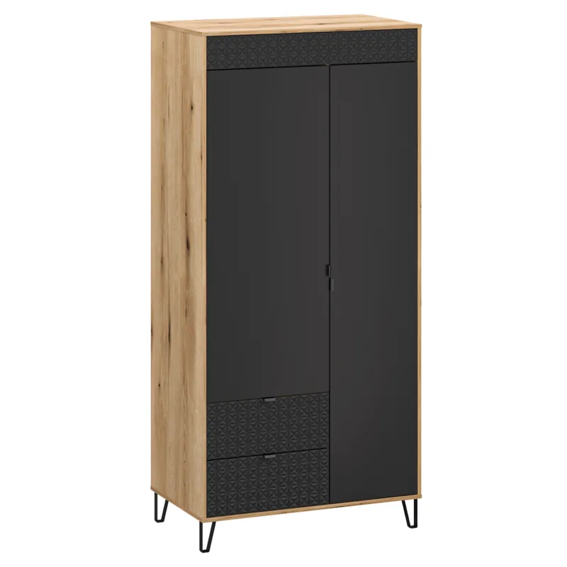Skříň, dub evoke/černá, BENOL 2D2S Nejlepší Cena