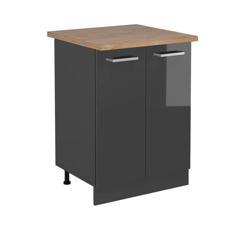 Bezpečná Platba Spodní skříňka kuchyňské linky R-Line Antracitový vysoký lesk 60 cm , PD Dub Vicco