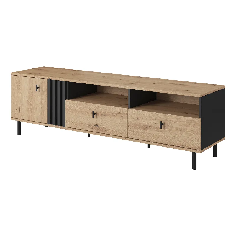 Oblíbený TV stolek 165 cm, dub artisan/černý antracit, MEDIS B