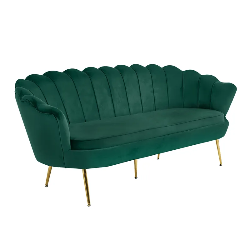 Luxusní pohovka, 3-sed, smaragdová Velvet látka/chrom zlatý, styl Art-deco, NOBLIN Nejprodávanější
