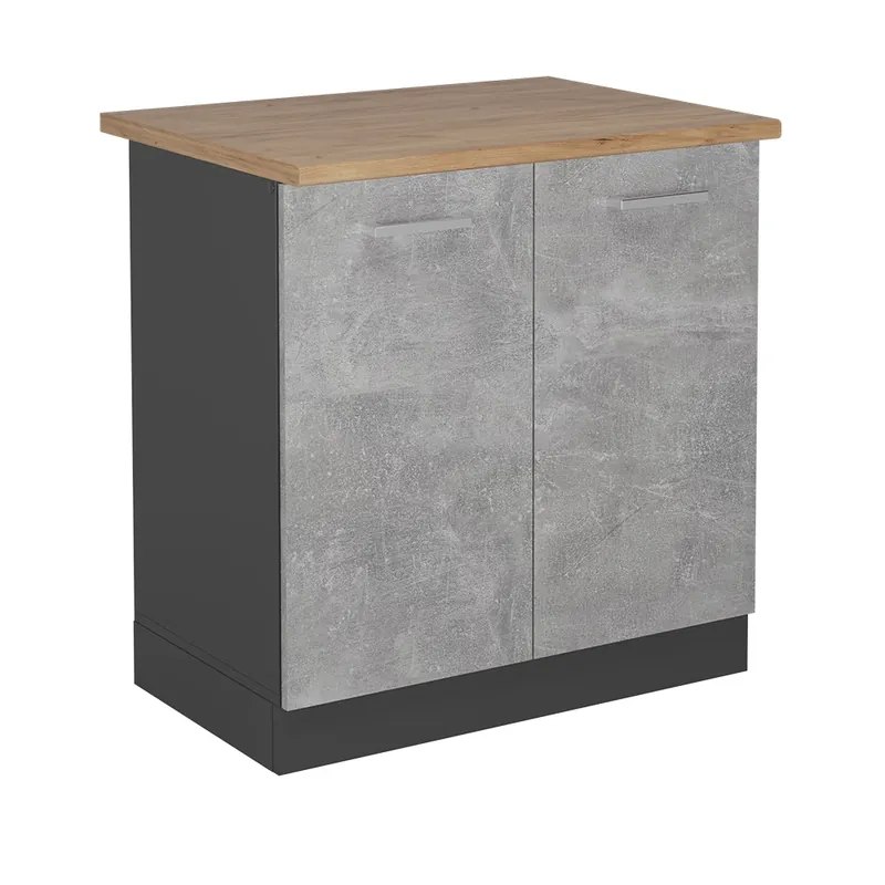Sezónní Sleva Skříňka pod dřez R-Line Beton 80 cm , PD Dub Vicco