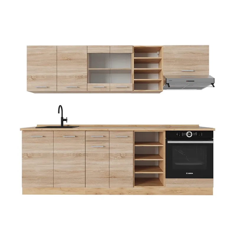 Kuchyňský kout R-Line Dub Sonoma/Goldkraft 240 cm bez pracovní desky Vicco Výprodej