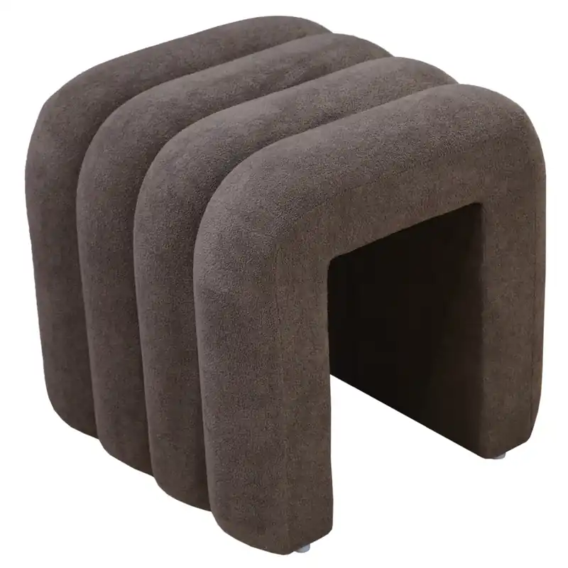 Designový taburet, hnědá látka, SUNDO Cenový Hit