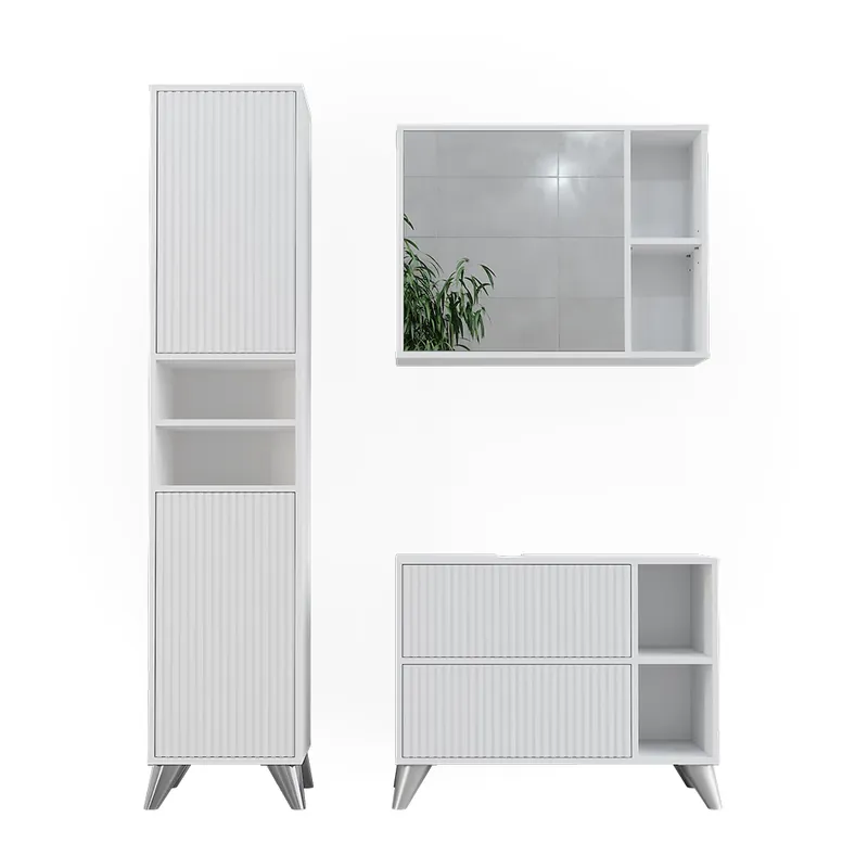 Koupelnová sestava nábytku Leano Bílá 80 cm, sada 3 Vicco Autentický