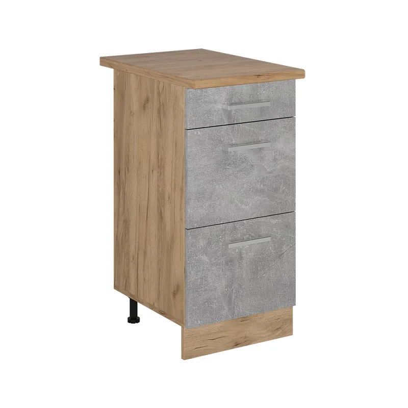 Spodní skříňka kuchyňské linky R-Line Beton 40 cm se zásuvkami, PD Dub Vicco Výhodná Nabídka