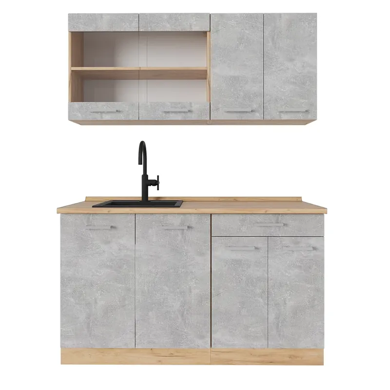 Rychlé Dodání Jednotková kuchyně R-Line Beton/zlatý dub 140 cm bez pracovní desky Vicco