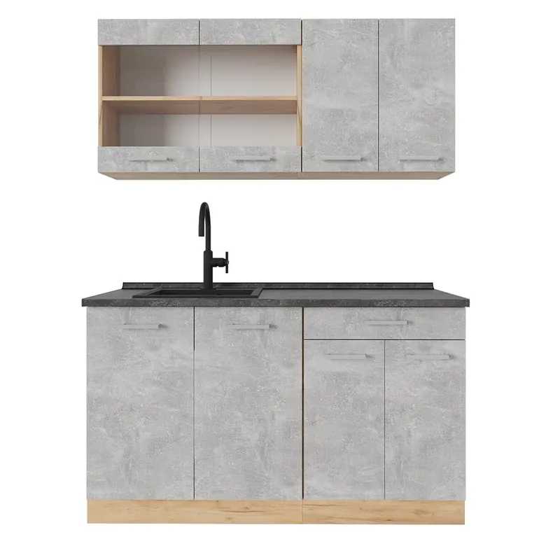 Jednotková kuchyně R-Line Beton/zlatý dub 140 cm , PD Antracit Vicco Doprava Zdarma
