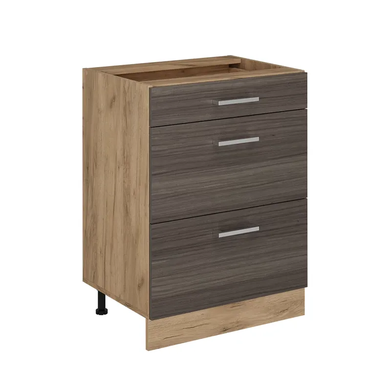 Levný Spodní skříňka kuchyňské linky R-Line Ušlechtilá šedá 60 cm se zásuvkami, bez pracovní desky Vicco