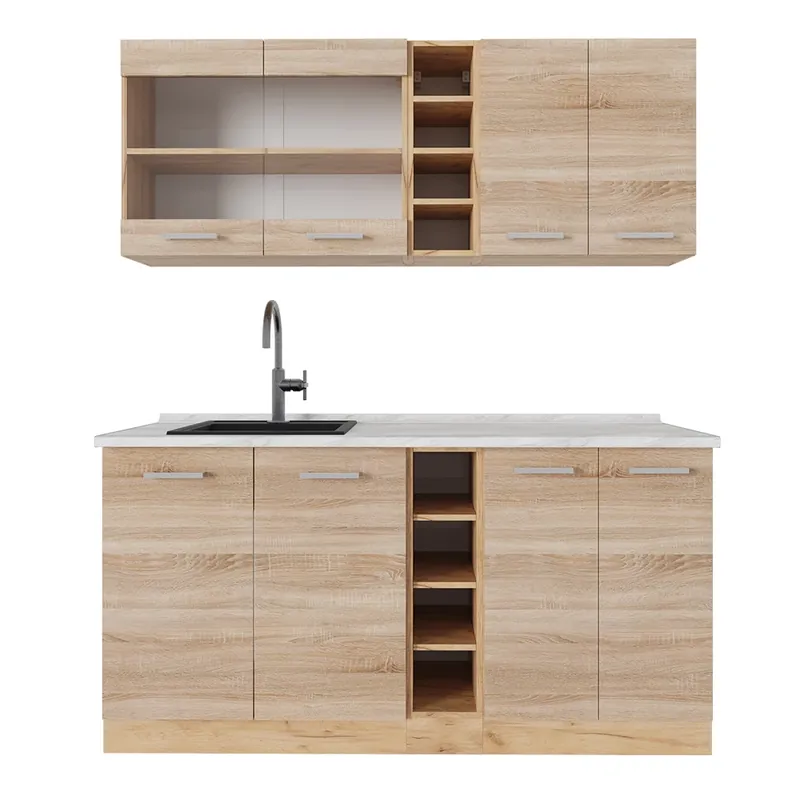 Horká Nabídka Jednotková kuchyně R-Line Dub Sonoma/Goldkraft 160 cm , PD Mramor Vicco