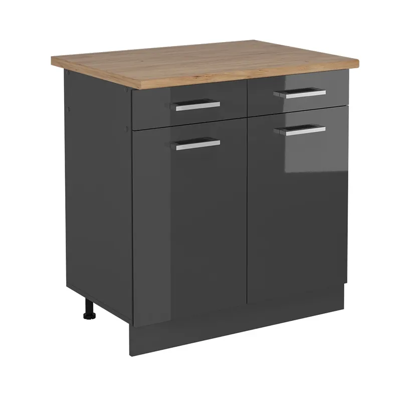 Přímo Od Výrobce Spodní skříňka kuchyňské linky R-Line Antracitový vysoký lesk 80 cm , PD Dub Vicco