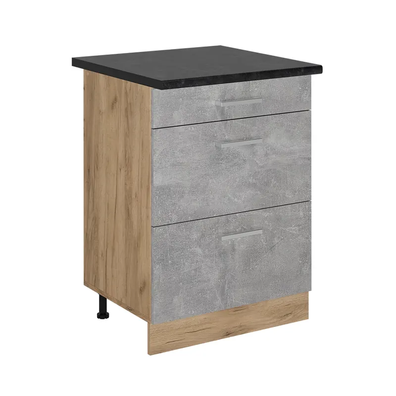 Spodní skříňka kuchyňské linky R-Line Beton 60 cm se zásuvkami, PD Antracit Vicco Expresní Doručení