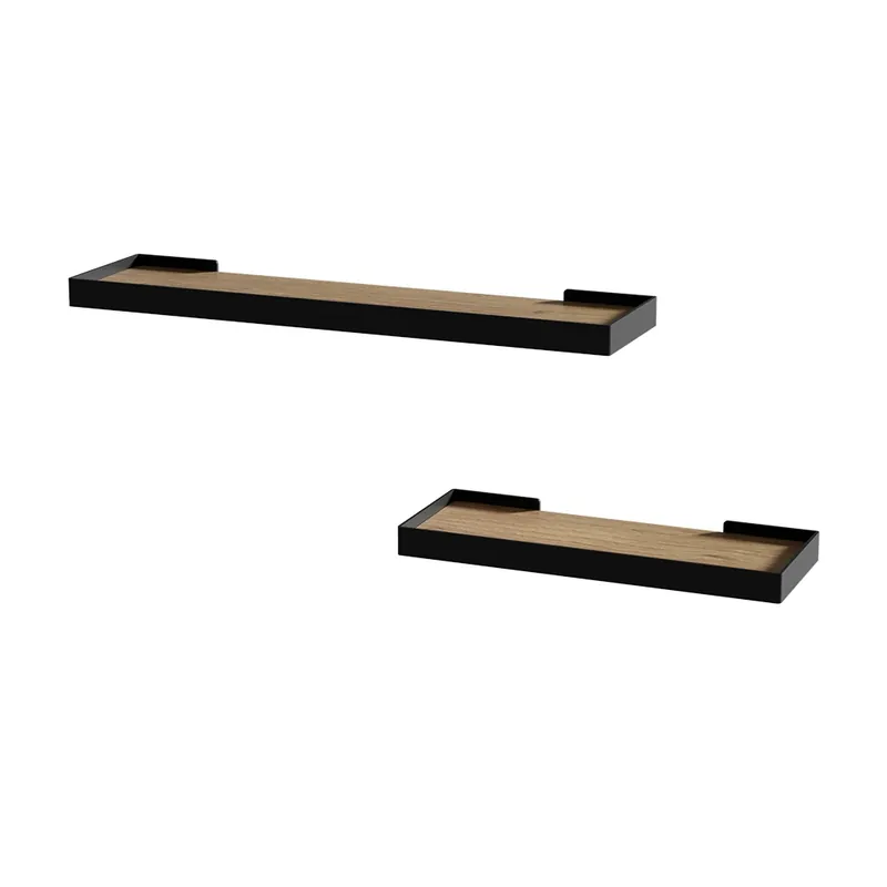 Nástěnná police Erni Černá/dubová 60 x 3 cm Sada 2 kusů Vicco Oblíbený