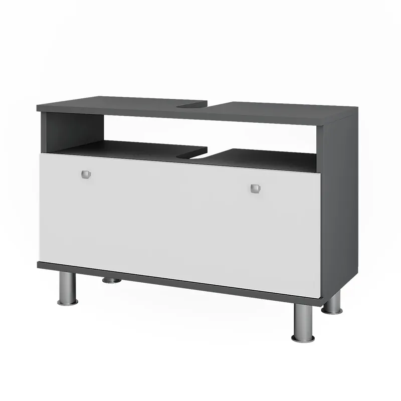 Sleva Toaletní skříňka pro umyvadlo Fynn Bílý vysoký lesk/antracit 80.2 x 54 cm se zásuvkou Vicco