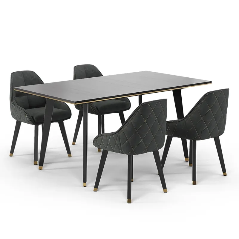 Jídelní set Goldamo Černá 200 x 90 cm se 4 židlemi Vicco Oblíbený