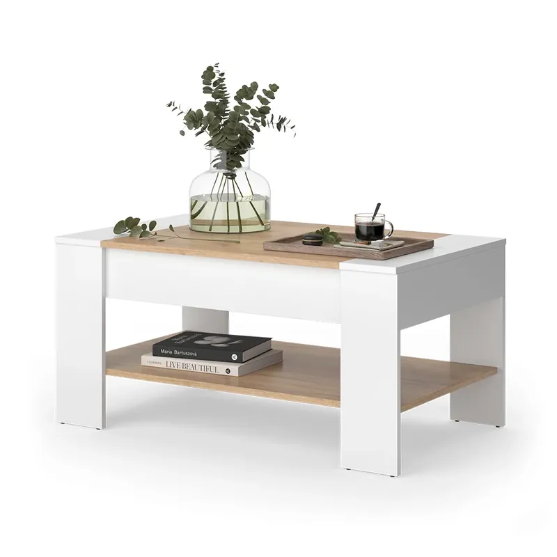 Konferenční stolek August Bílý/zlatý dub 99.6 x 58.8 cm se zásuvkou Vicco Nízká Cena