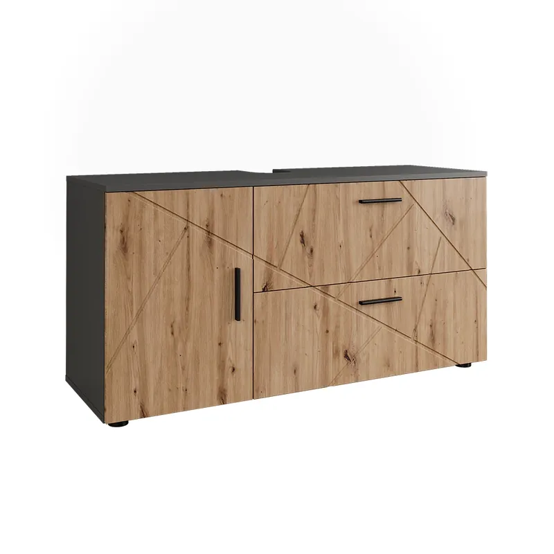 Tovární Cena Toaletní stolek pro umyvadlo Irma Antracit/Artisan 120.1 x 60.6 cm se 2 zásuvkami a 1 dvířky Vicco