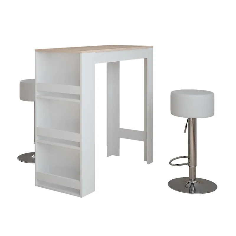 Značkový Stojací barový stůl se židlemi Repose Bílá/Sonoma 45 x 110 cm se 2 barovými stoličkami Vicco